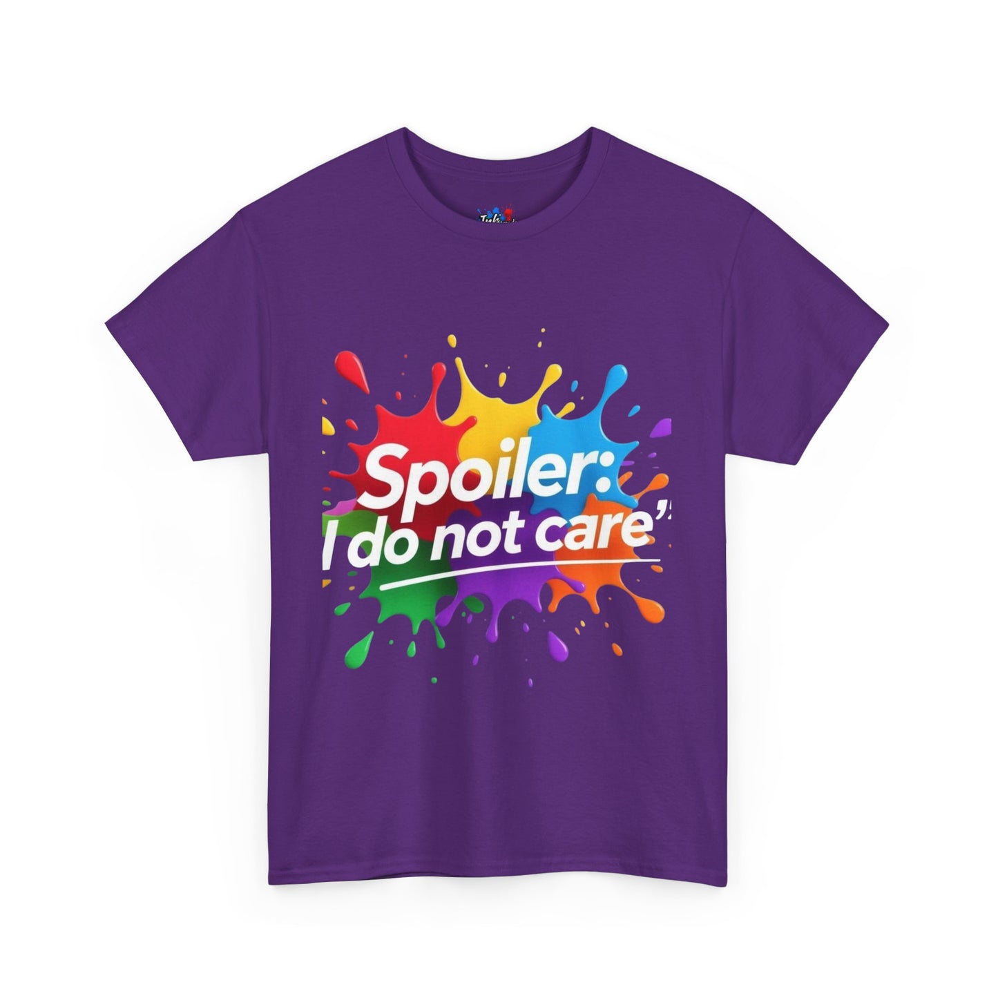 Colorful Graphic Tee: Spoiler: I Do Not Care, Unisex Heavy Cotton Shirt, Casual Fashion, Gift for Friends, Statement Tee, Everyday Wear